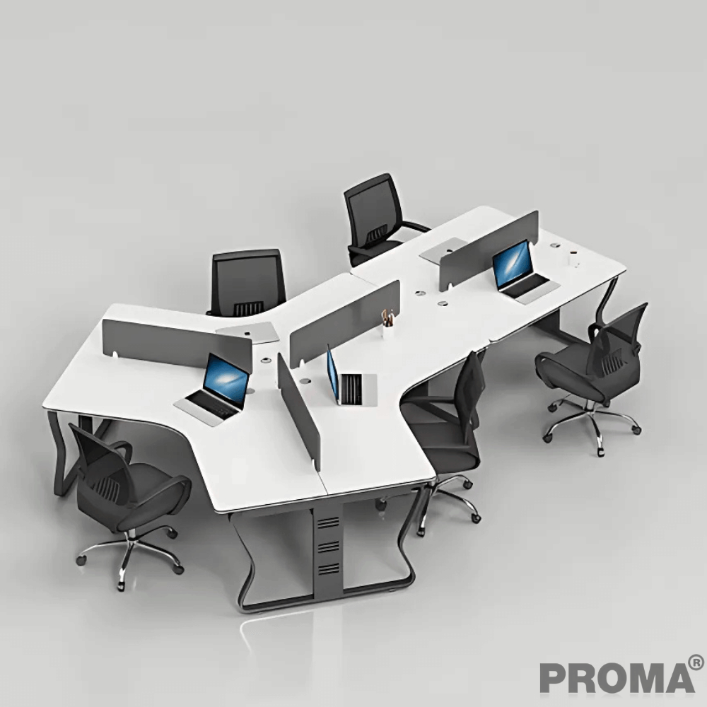 [Pre-order] โต๊ะทำงาน Proma-POD-05 สีขาว/ดำ แบบ 5 ที่นั่ง (ไม่มีตู้เอกสาร)_9